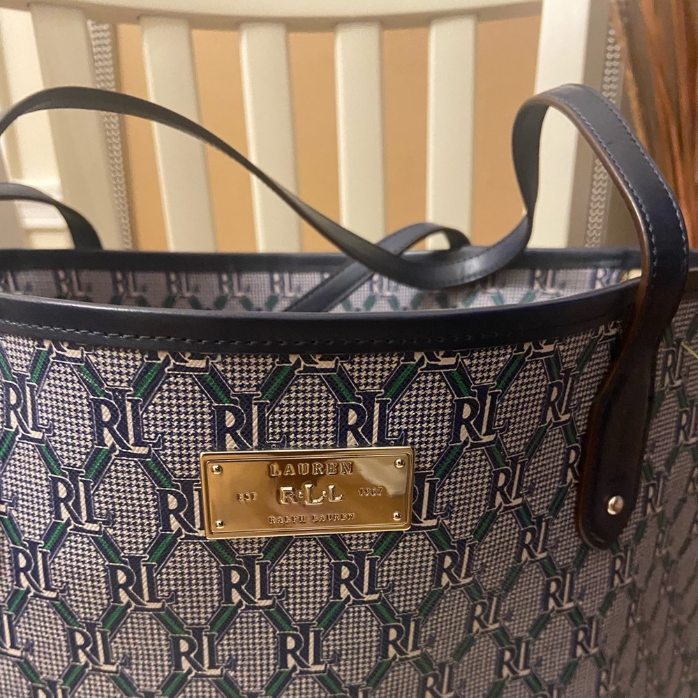 Monogrammed Blue and Green Ralph Lauren Tote